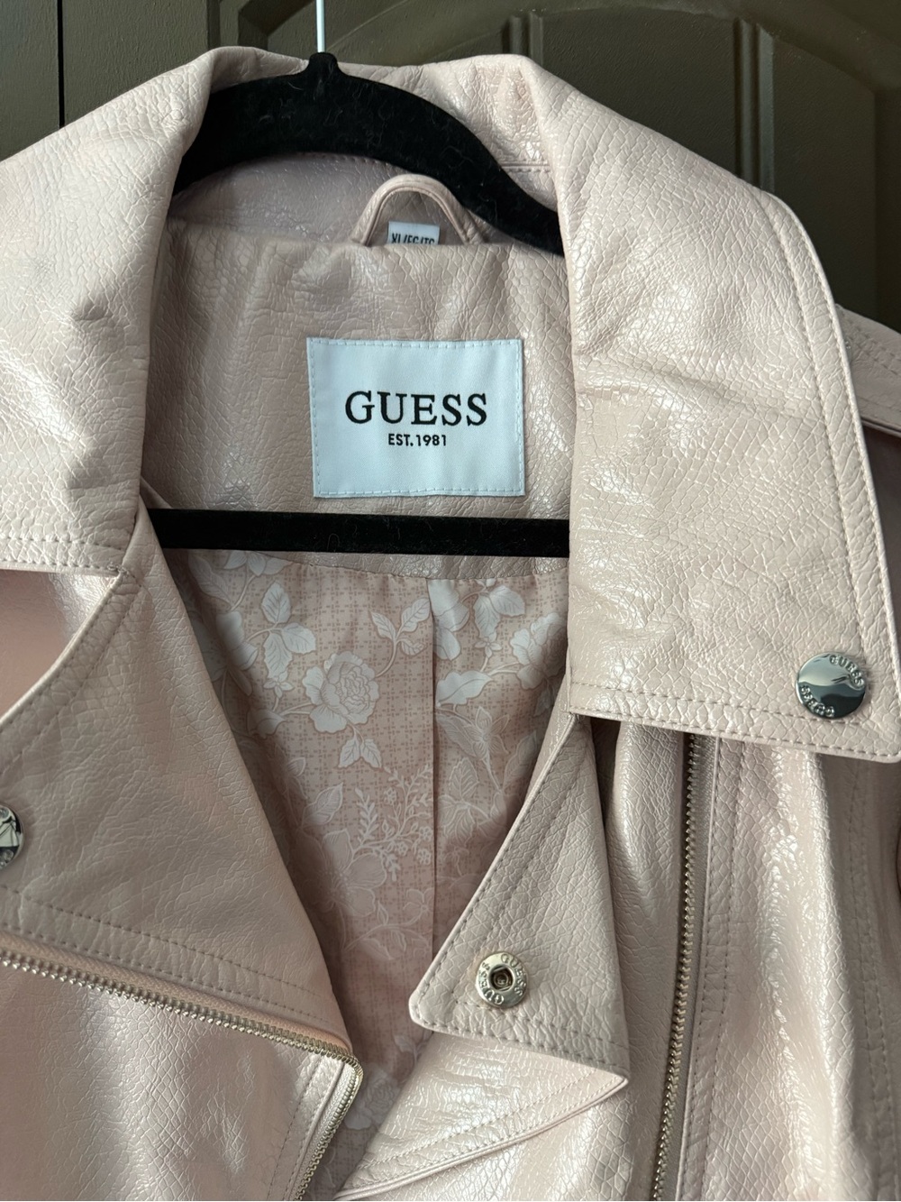 GUESS Blush Pink Faux Leather Moto Jacket